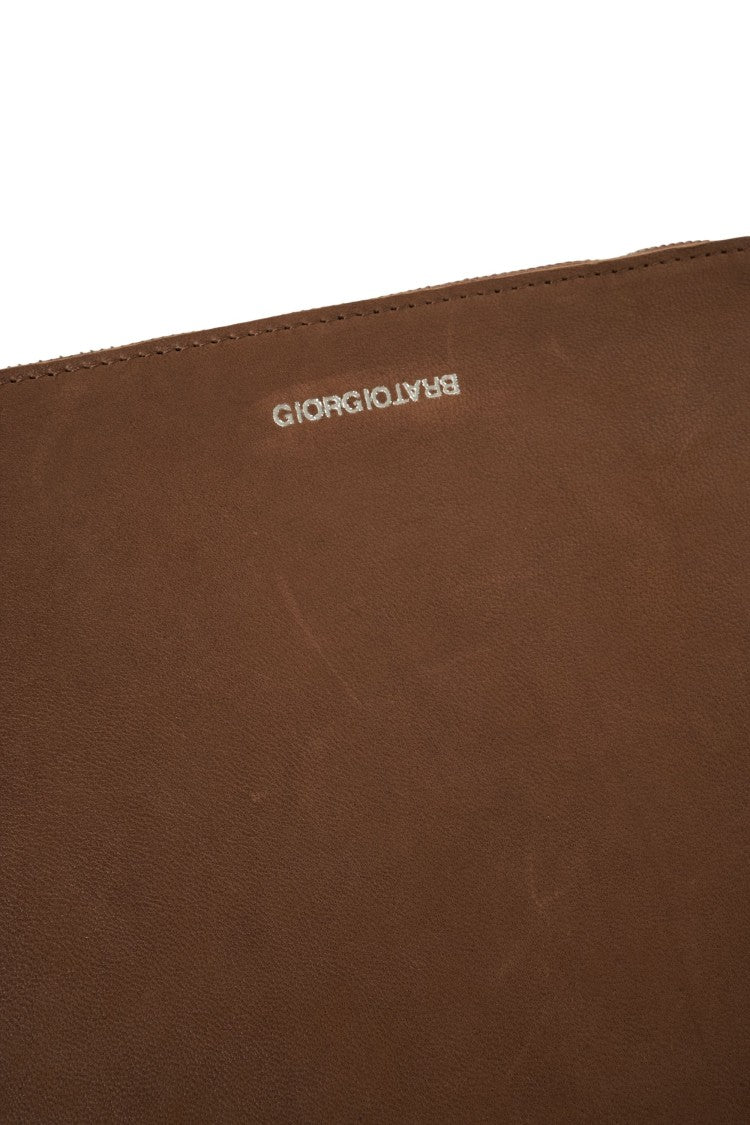 Giorgio Brato Brown Leather Pouch With Polished Finish