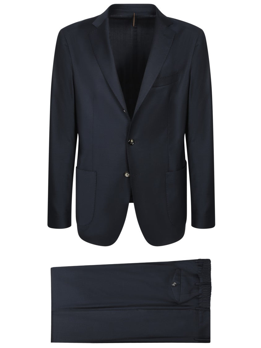 Dell'oglio Three-Button Blue Suit With Cropped Trousers