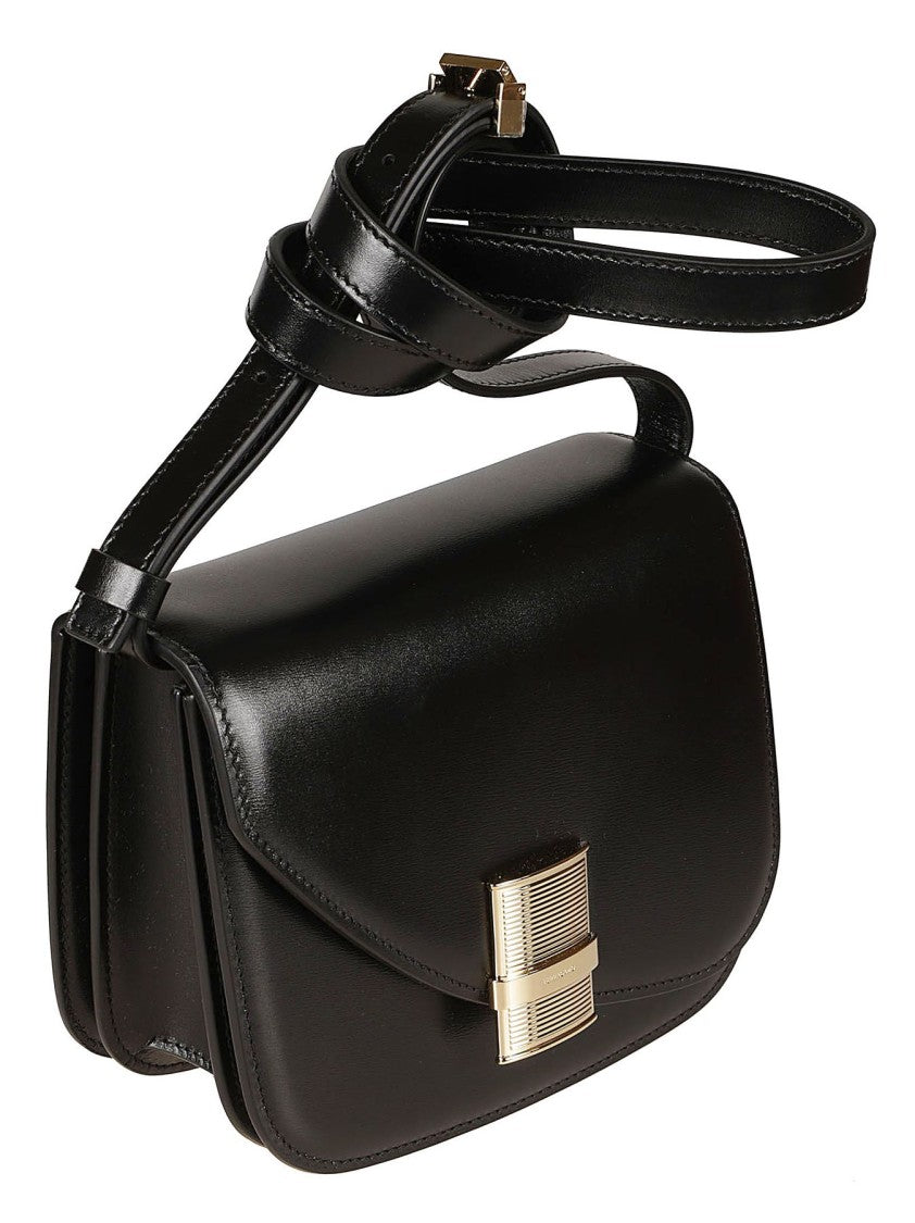 Ferragamo Structured Fiamma S Shoulder Bag