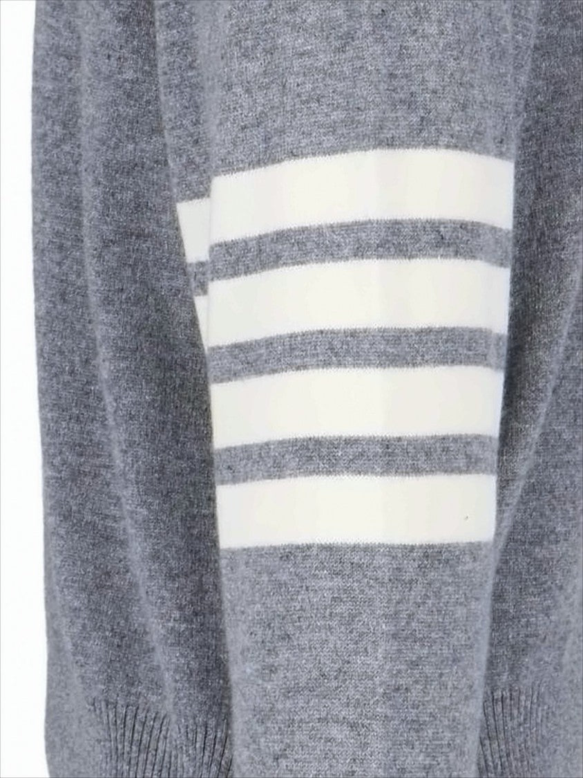 Thom Browne Cashmere Knit Sweater With Subtle Stripe Detail And Button Accents