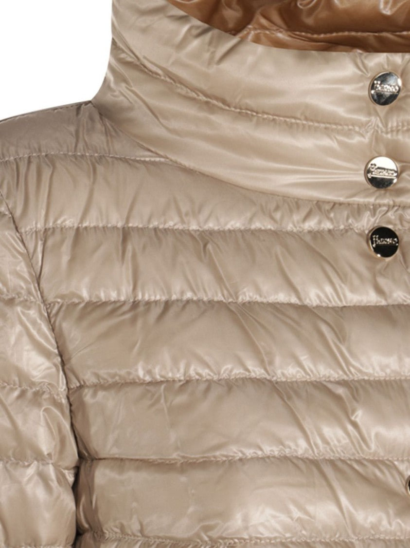 Herno Sand-Colored Padded Jacket With High Collar