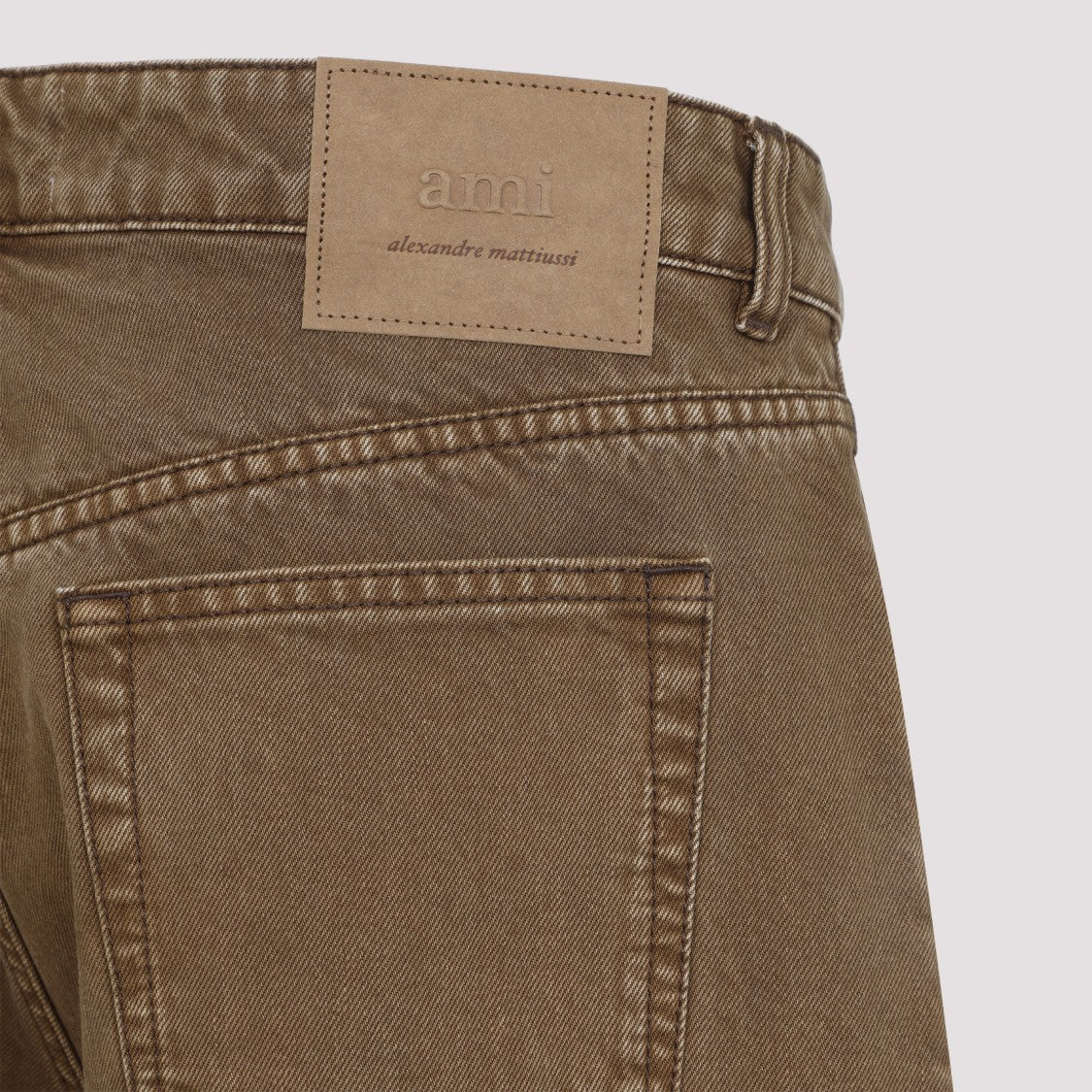 Ami Paris Hazelnut Brown Cotton Large Fit Jeans