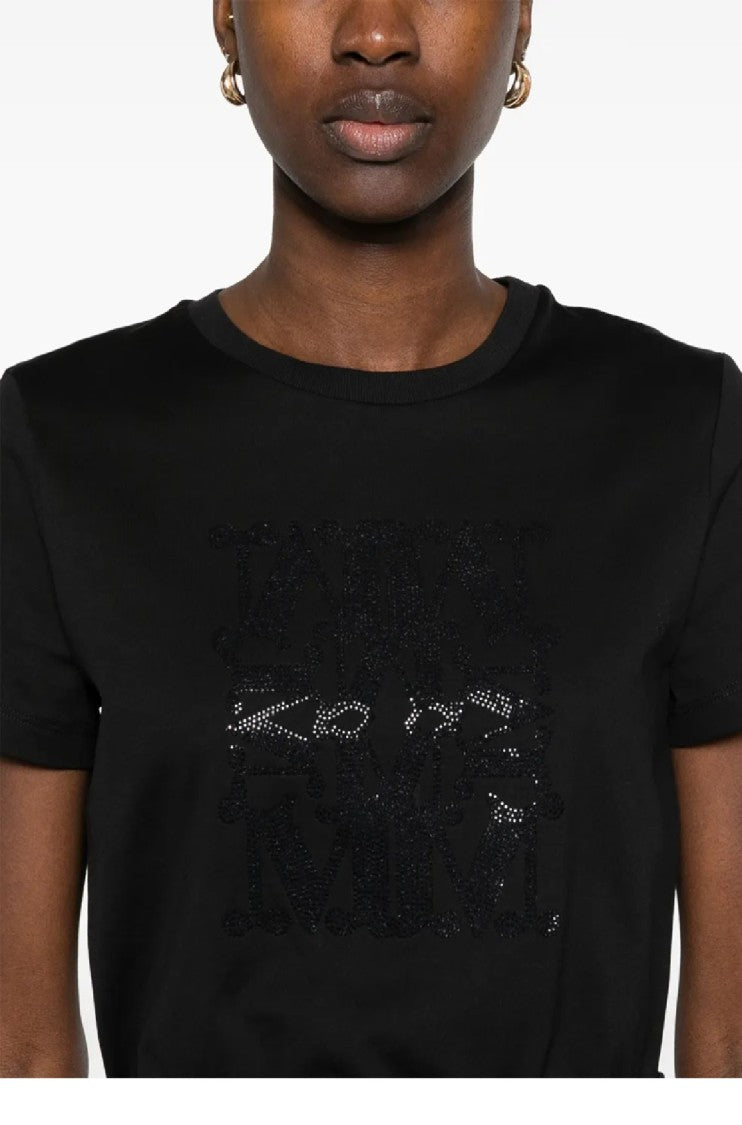 Max Mara Textured Graphic Black Cotton Top