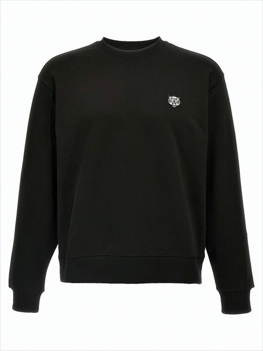 Kenzo Minimalist Long-Sleeve Pullover With Embroidered Tiger Emblem