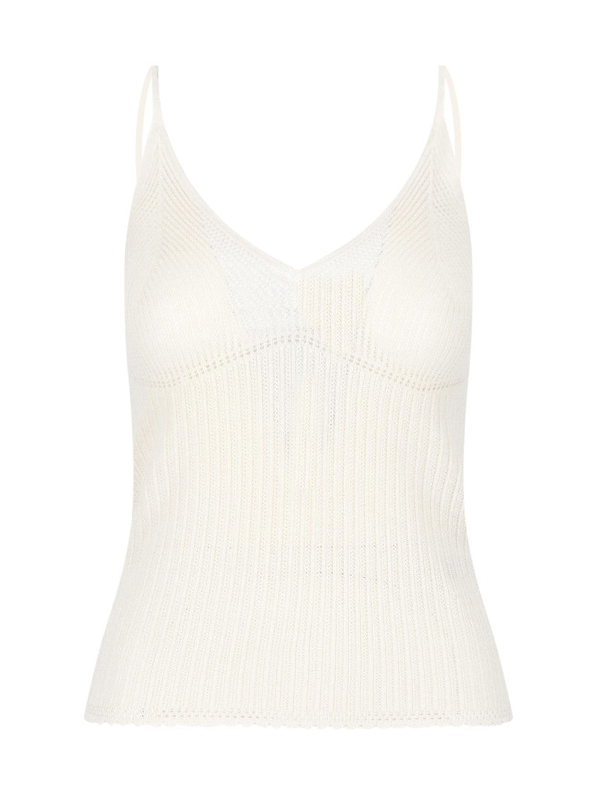 Isabel Marant White Silk-Cotton Ribbed Tank Top