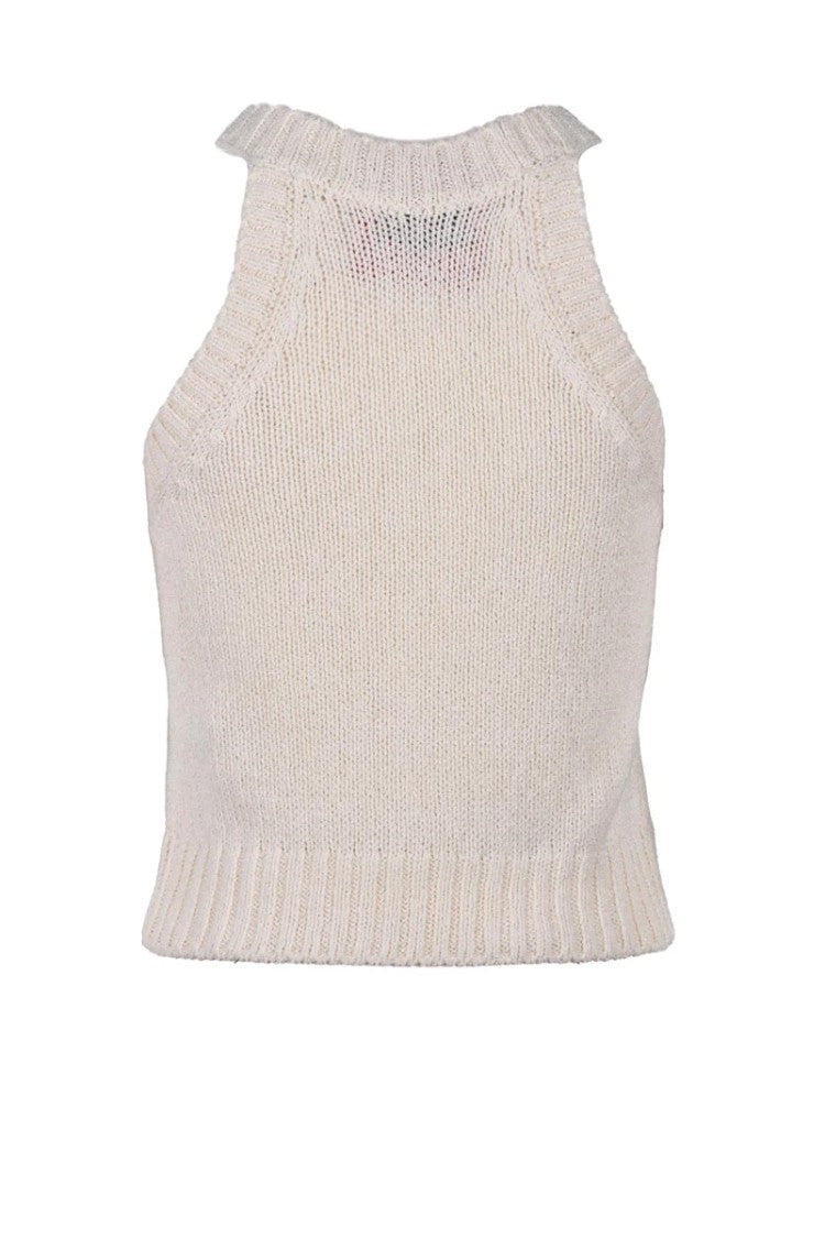 Wild Cashmere Sleeveless Knitted Crop Top - Cream