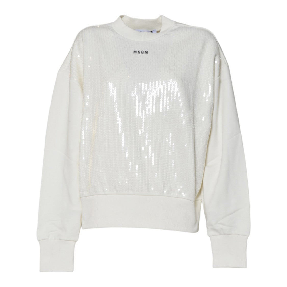 Msgm Relaxed Fit Sequin-Overlay Sweater With Logo Detail
