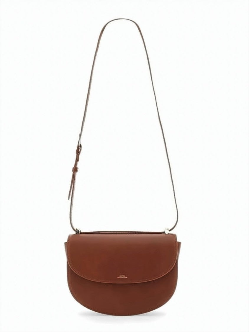 A.P.C. Structured Crossbody Bag In Rich Brown Leather