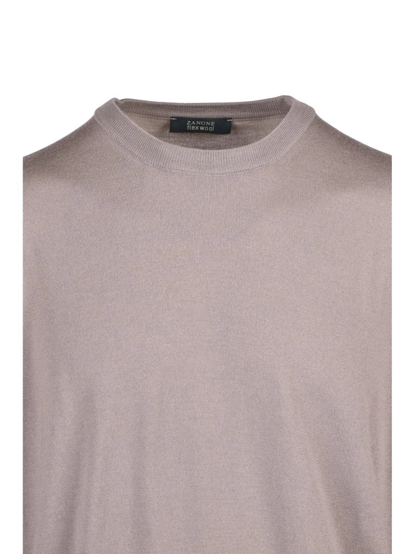 Zanone Grey Fine-Knit Virgin Wool-Blend Crewneck Sweater