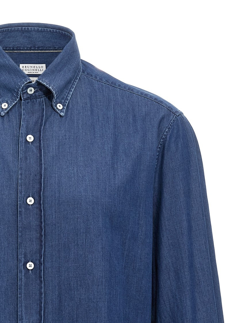 Brunello Cucinelli Tailored Blue Chambray Shirt