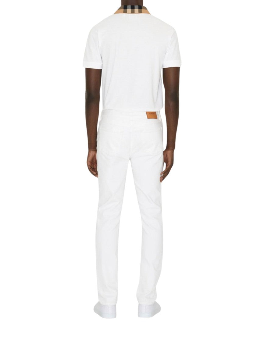 Burberry White Vintage Check Collar Cotton Polo Shirt