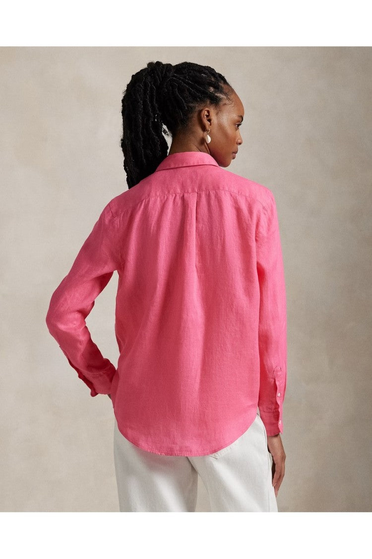 Polo Ralph Lauren Fuchsia Linen Button-Down Shirt With Relaxed Fit