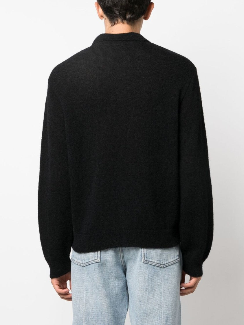 Our Legacy Black Button-Up Fuzzy Cropped Cardigan
