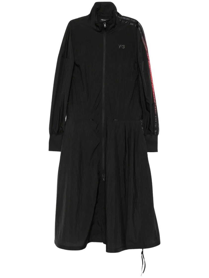 Y-3 Grd 3S Nylon Black Full-Zip Flared Dress