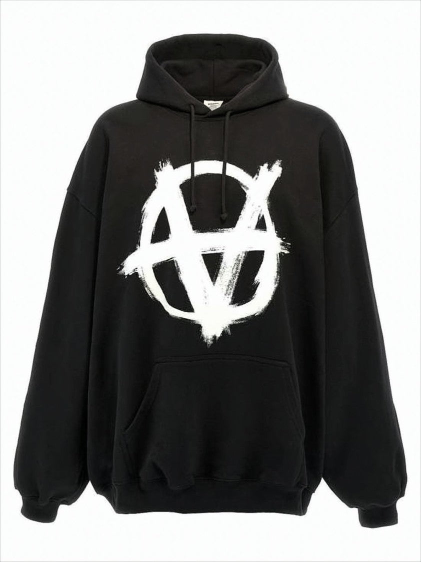 Vetements Oversized Black Hoodie With Graphic Logo