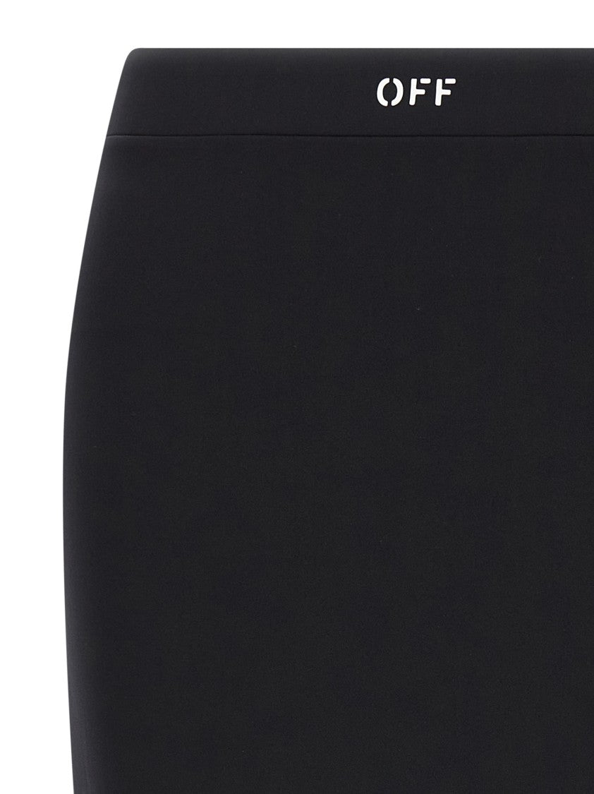 Off-White Fitted Midi Skirt In Stretch Technical Fabric With Front Logo Detail