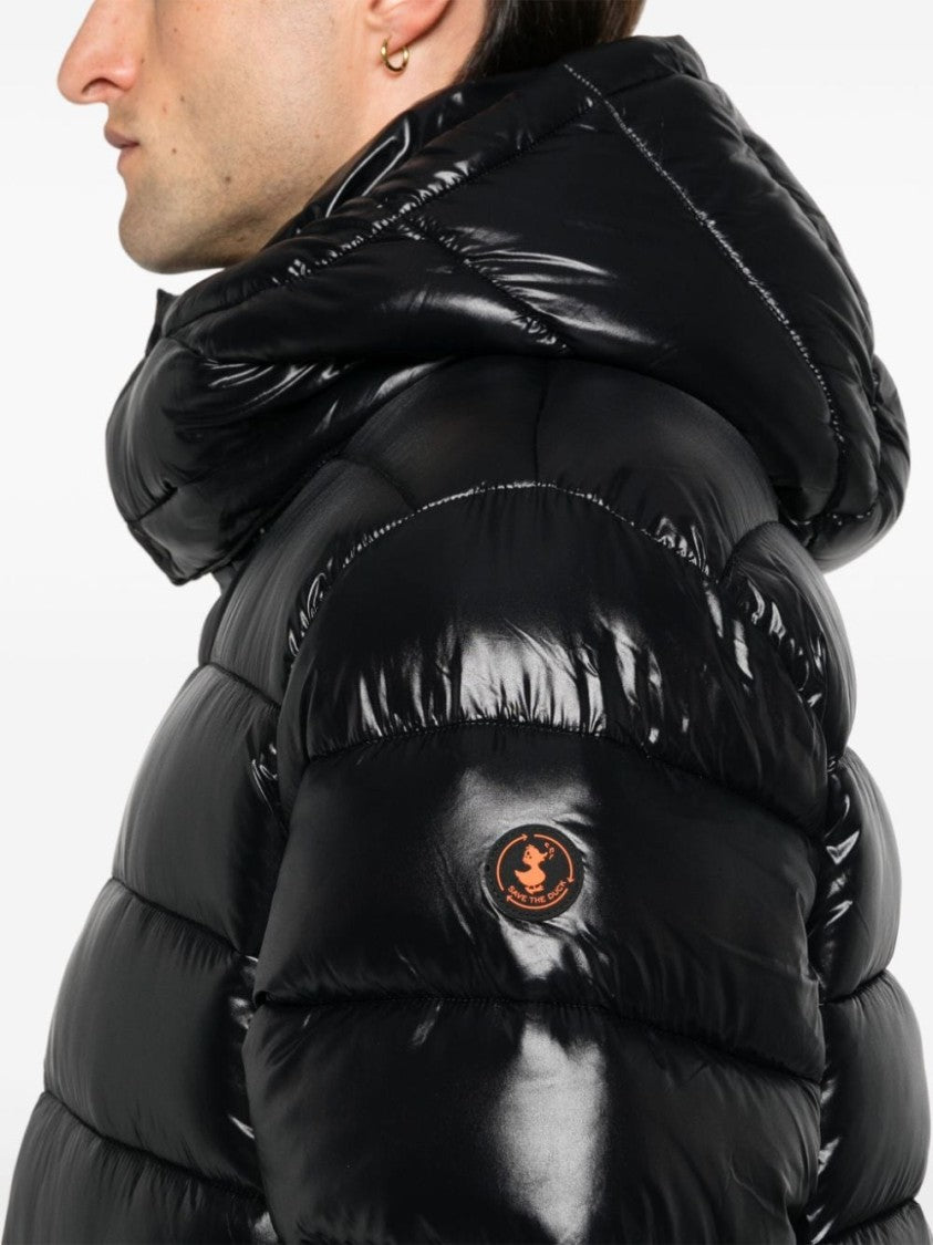 Save The Duck Short Quilted Puffer With Hood And Zippered Front