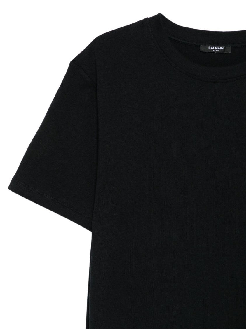 Balmain Black Minimalist Emblem Short Sleeve T-Shirt