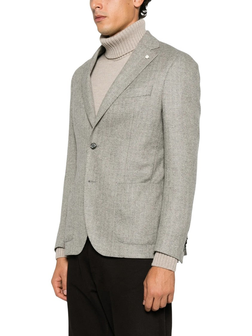 Luigi Bianchi Herringbone Single-Breasted Blazer