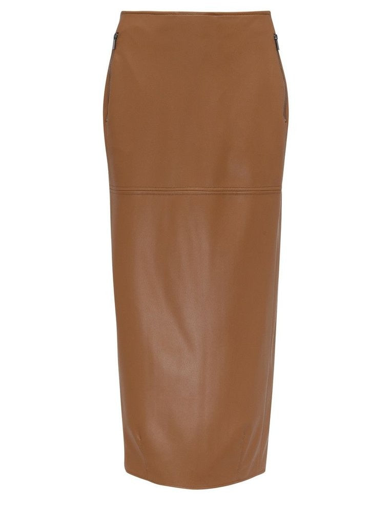 Max Mara Fabiana Midi Skirt In Smooth Brown Fabric