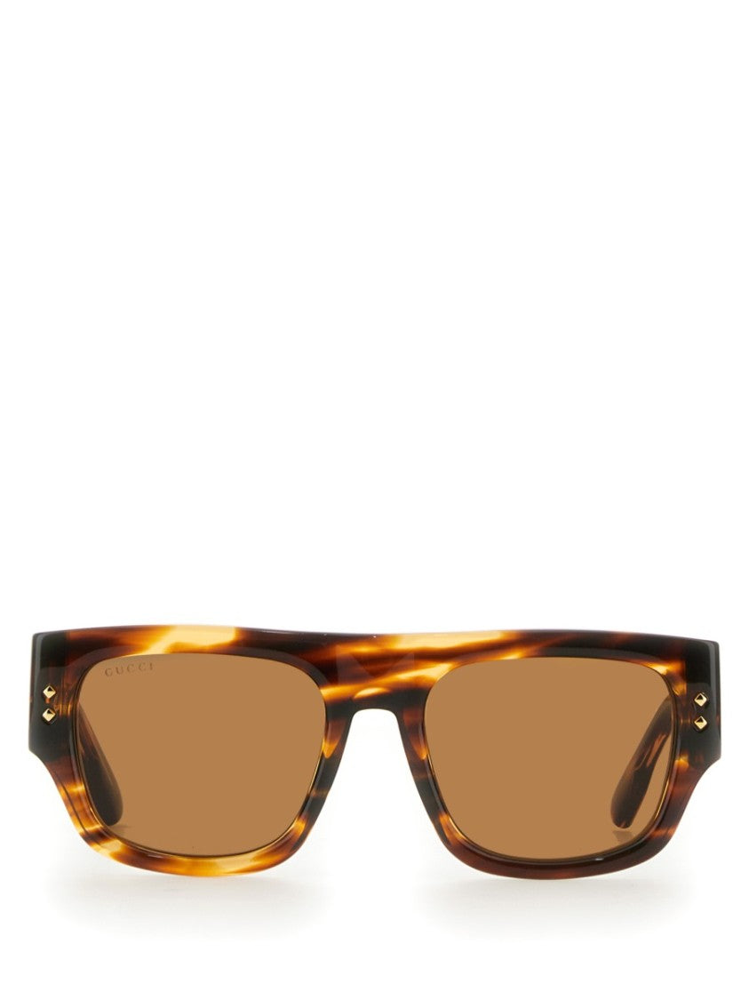 Gucci Square Framed Brown Acetate Sunglasses