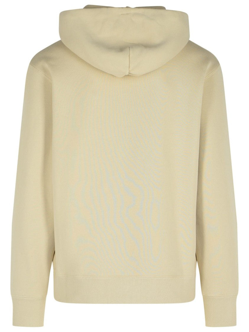 Autry Beige Cotton Sweatshirt With Drawstring Hood