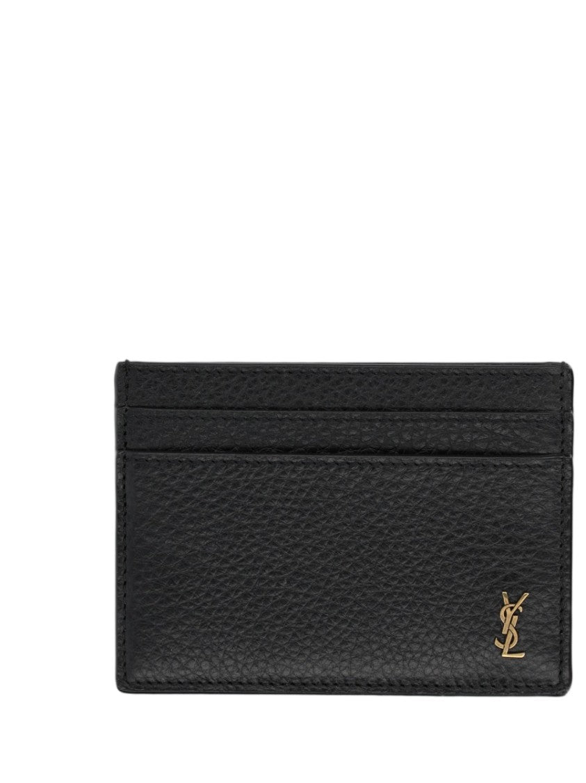Saint Laurent Tiny Cassandre Textured Calfskin Cardholder
