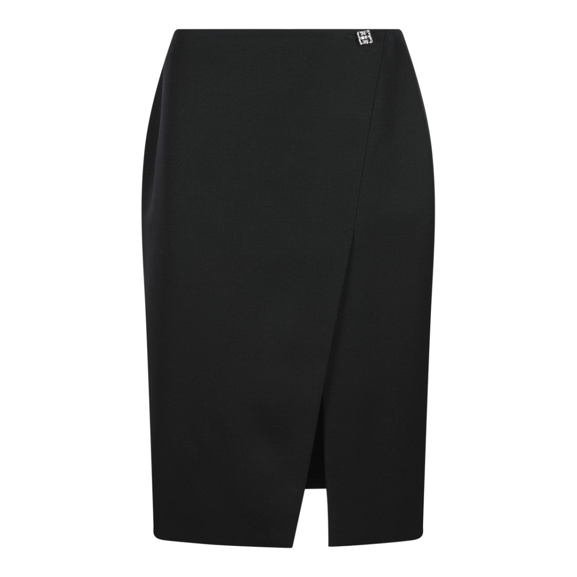 Givenchy Knee-Length Black Wool Skirt With Frontal Fastening And Subtle Split