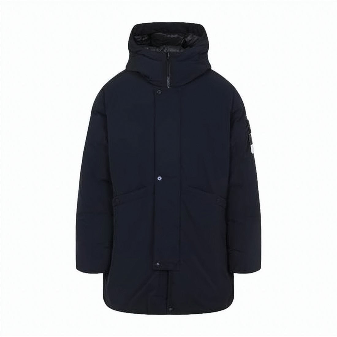 Stone Island Long Insulated Padded Jacket With High Collar And Hood
