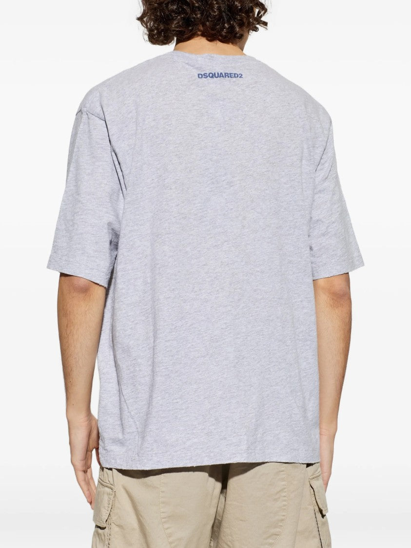 Dsquared2 Grey Relaxed Fit Smiley Graphic T-Shirt