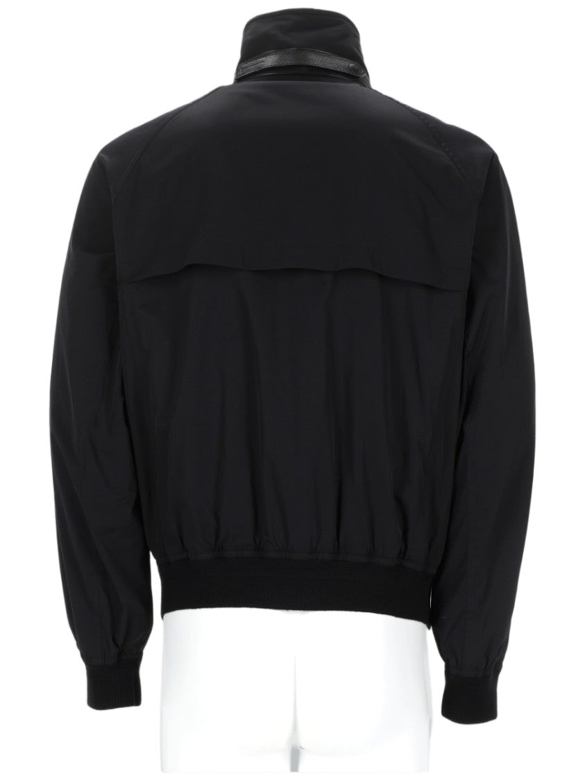 Tom Ford Black Blouson Jacket With Cashmere Lining And Yoke Detail