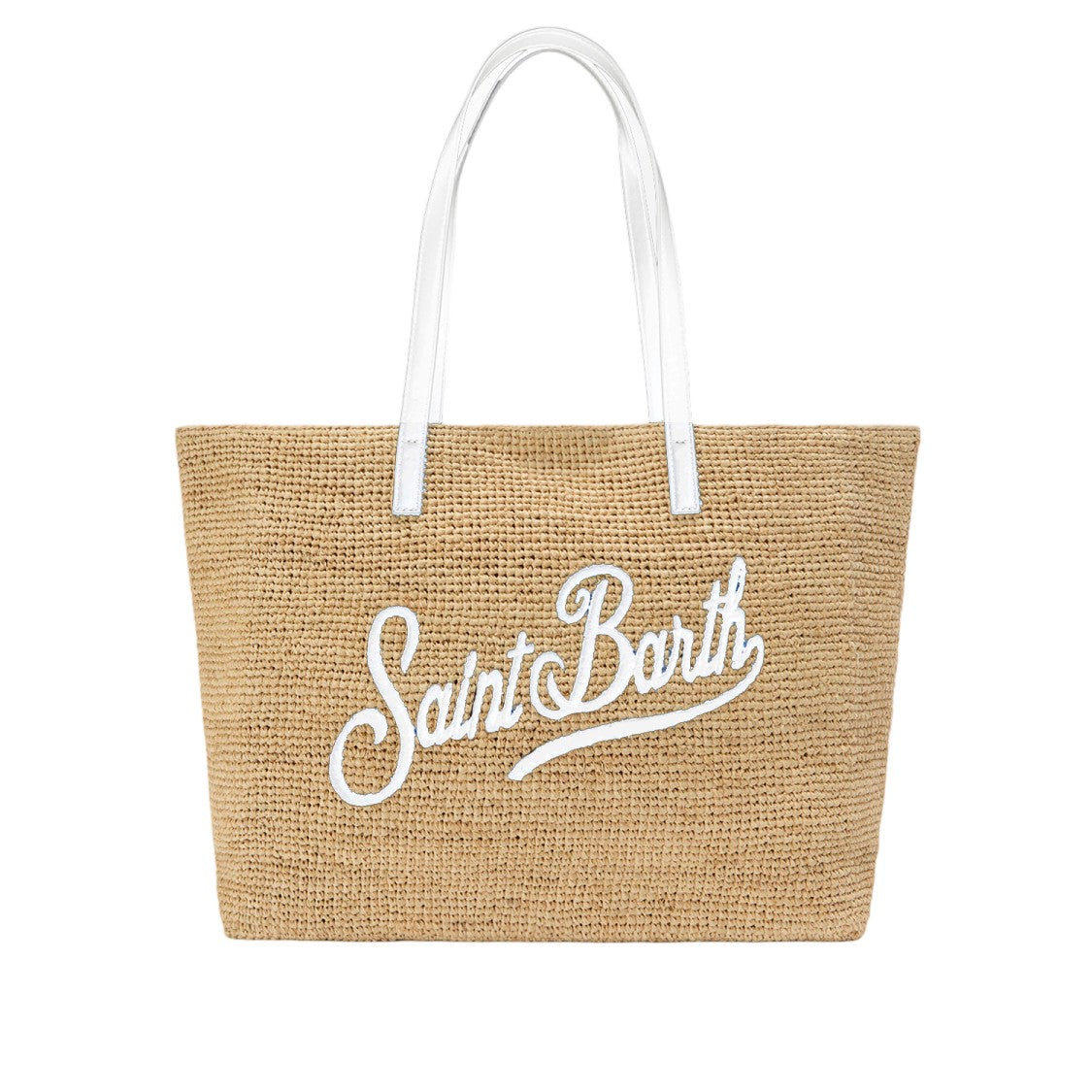 Mc2 Saint Barth Rafiya Shopping Bag With Contrasting Logo Embroidery