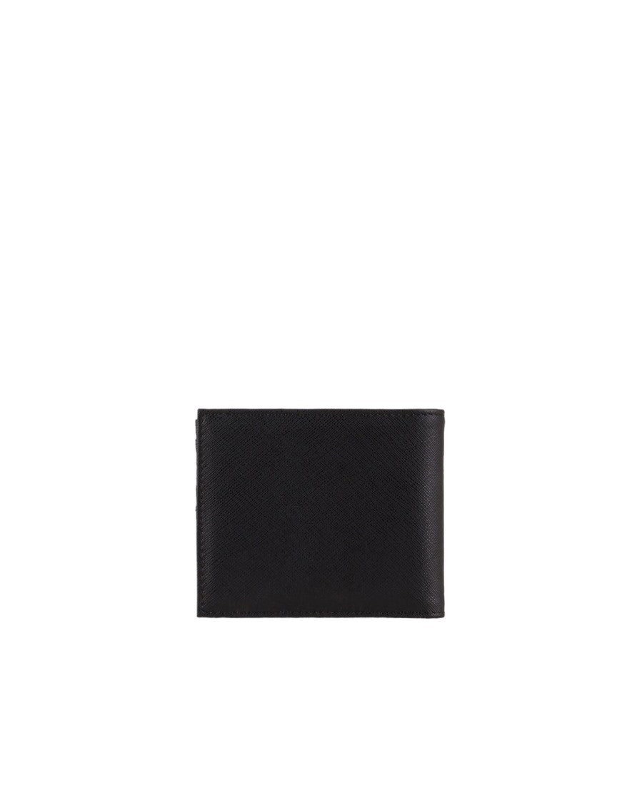 Emporio Armani Textured Black Saffiano Wallet With Eagle Plaque