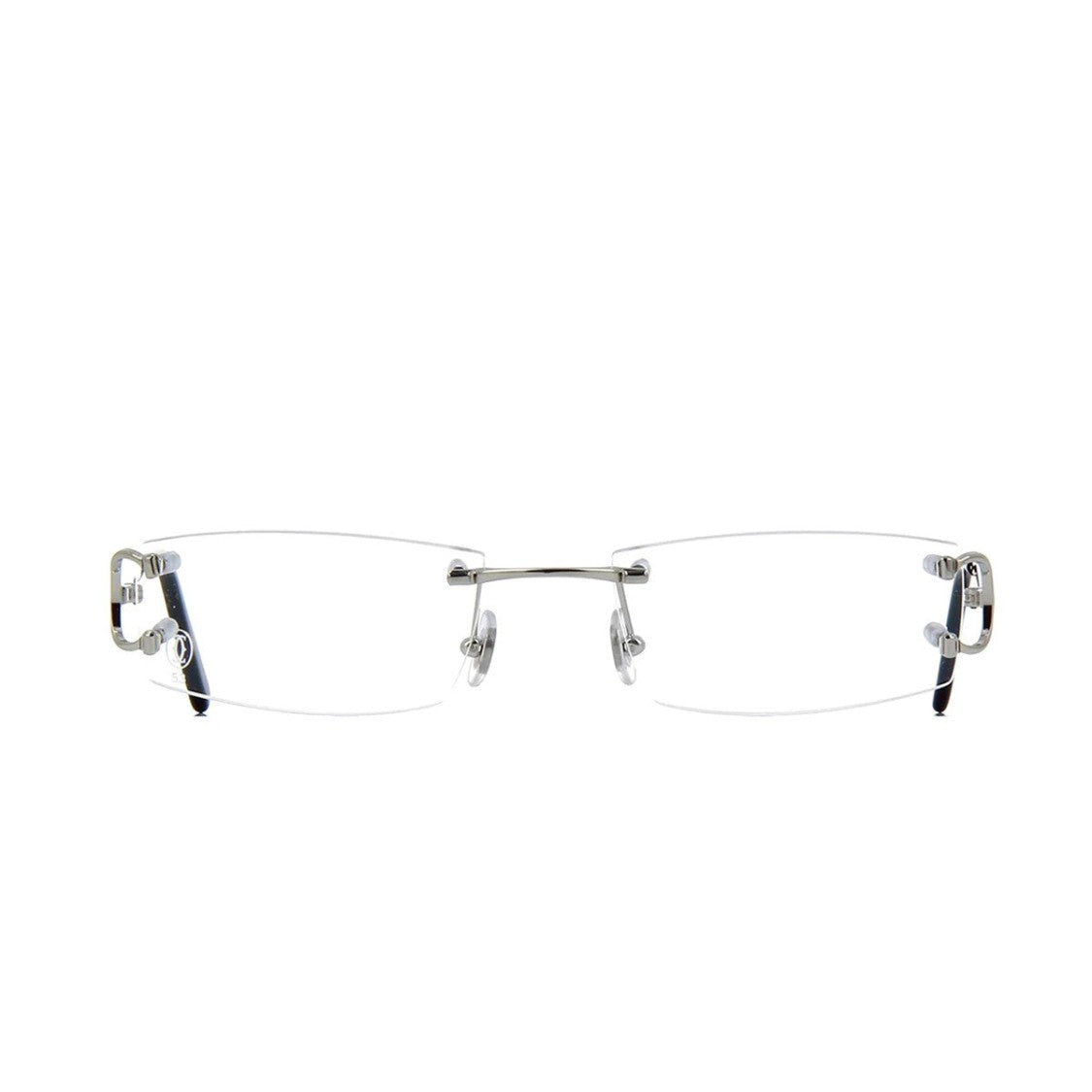 Cartier Silver Decor C Classique Metal Rectangular Eyeglasses