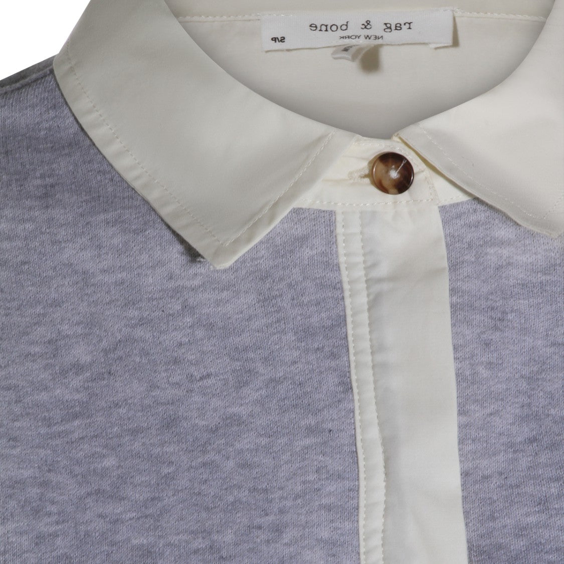 Rag & Bone Heathered Grey Knit Sweater With Contrasting Collar