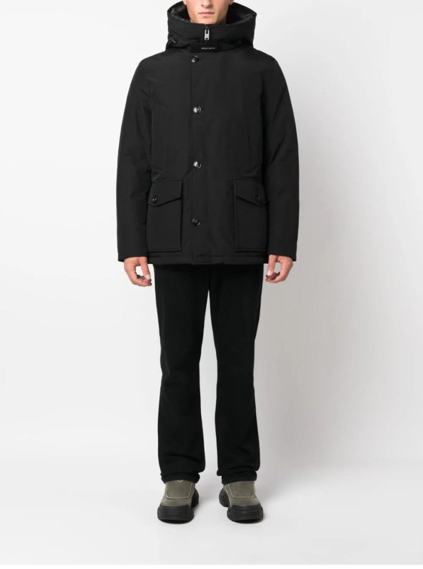 Woolrich Padded Anorak With High Collar And Flap Pockets
