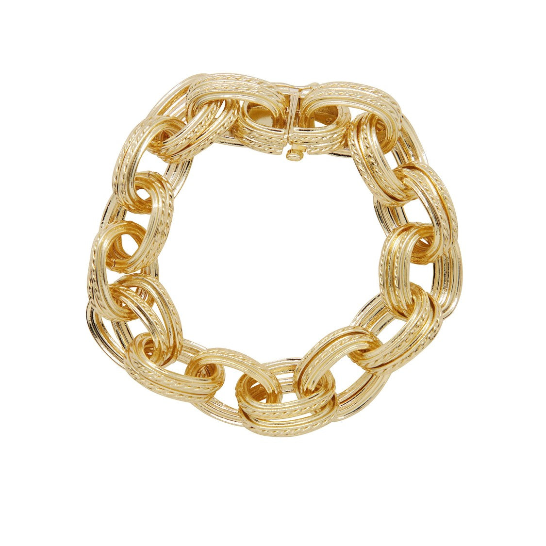 Anine Bing Textured Gold-Link Bracelet With Polished Finish
