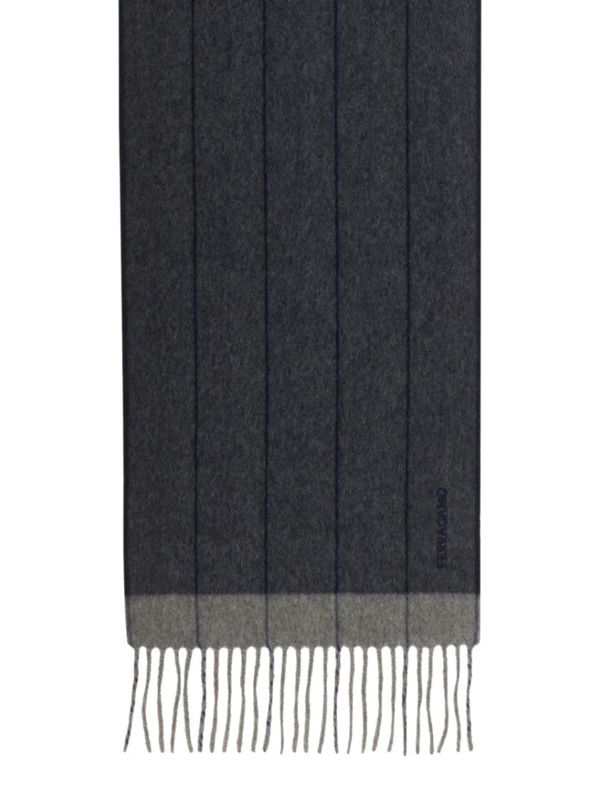 Ferragamo Cashmere-Wool Blend Scarf With Vertical Stripe Design