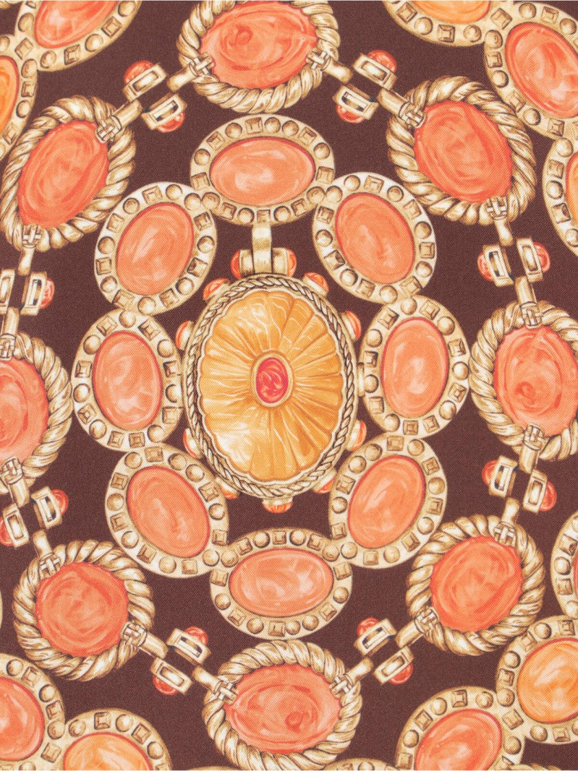 Versace Brown Ornate Print Silk Shirt