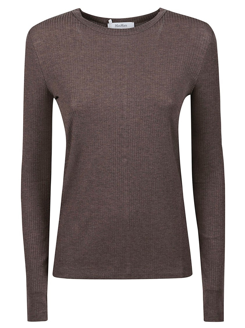 Max Mara Mxmsalmone Ribbed Lyocell-Blend Long-Sleeve Shirt