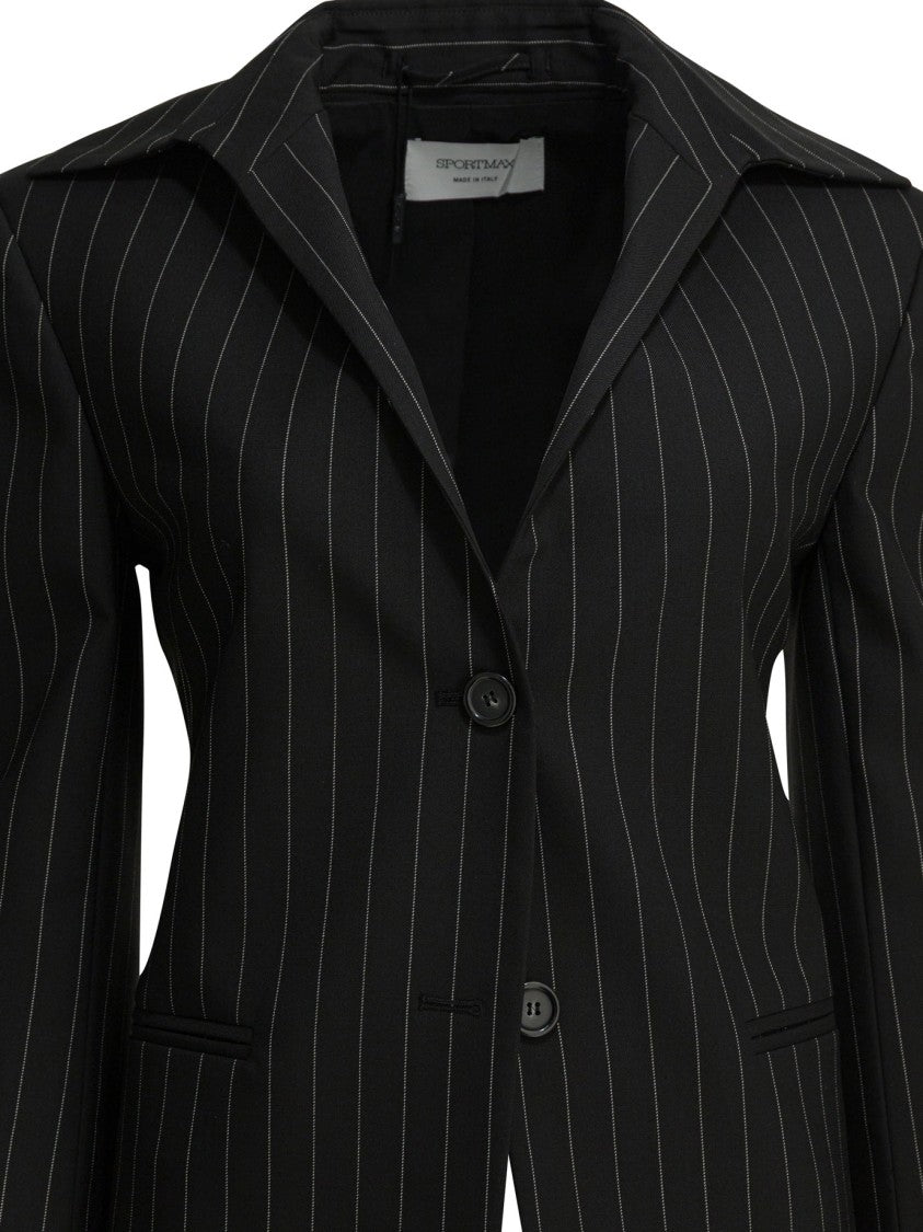 Max Mara Tailored Pinstripe Jacket With Notched Lapel And Structured Fit