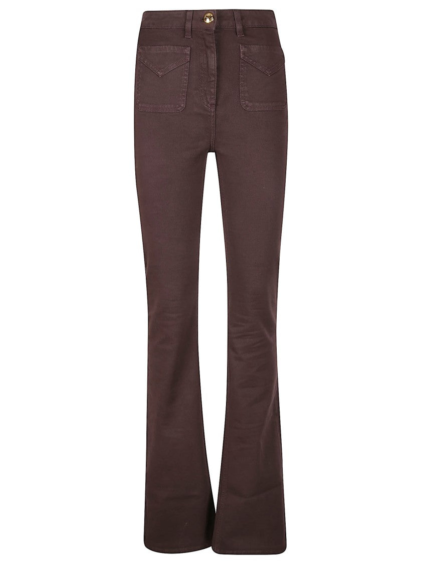 Elisabetta Franchi High Waisted Flared Cotton Jeans