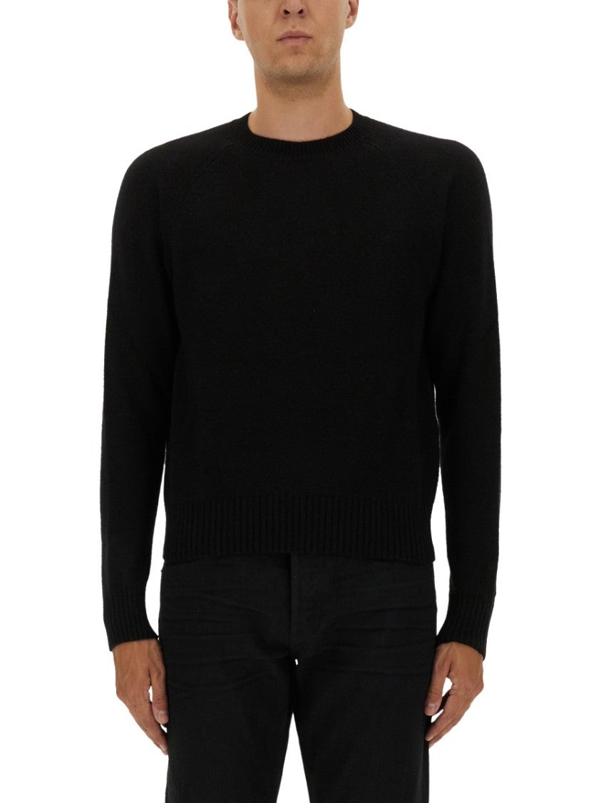 Tom Ford Fitted Black Cashmere Sweater With Ribbed Cuffs