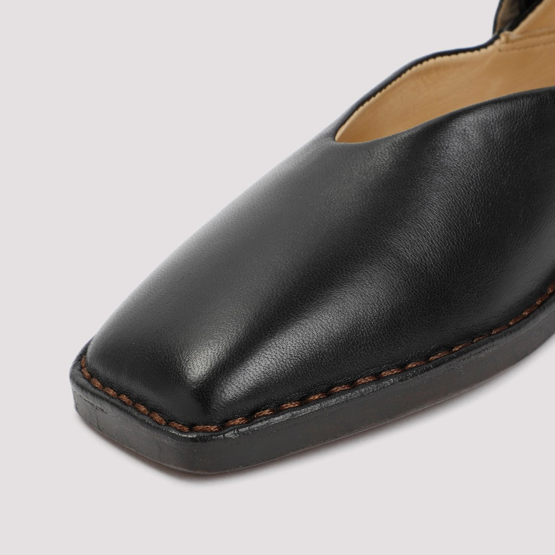 Lemaire Black Leather Ballerina Shoes