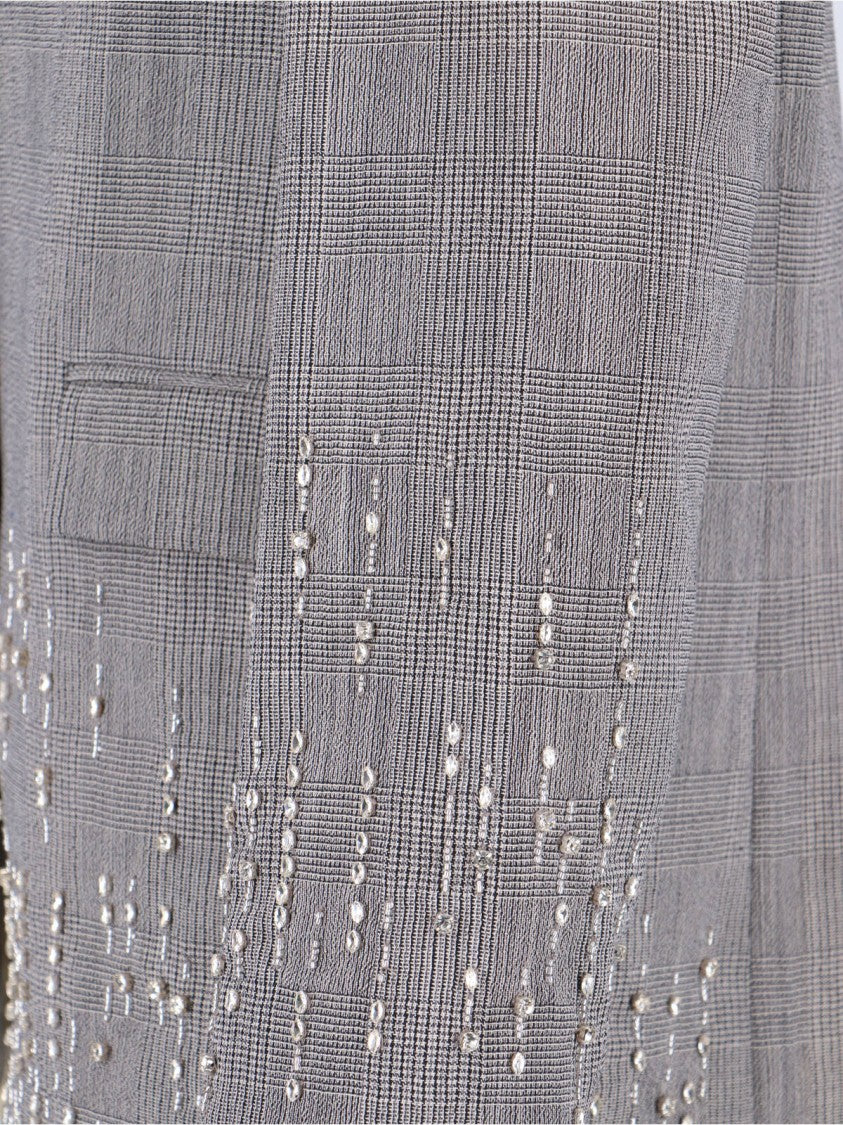 Golden Goose Gray Prince Of Wales Wool Crystal Blazer