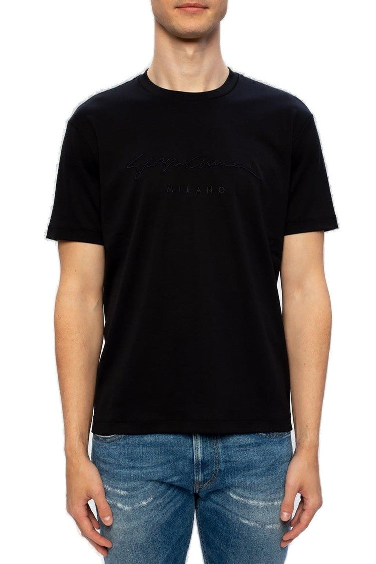 Giorgio Armani Black Short Sleeve T-Shirt With Crew Neckline