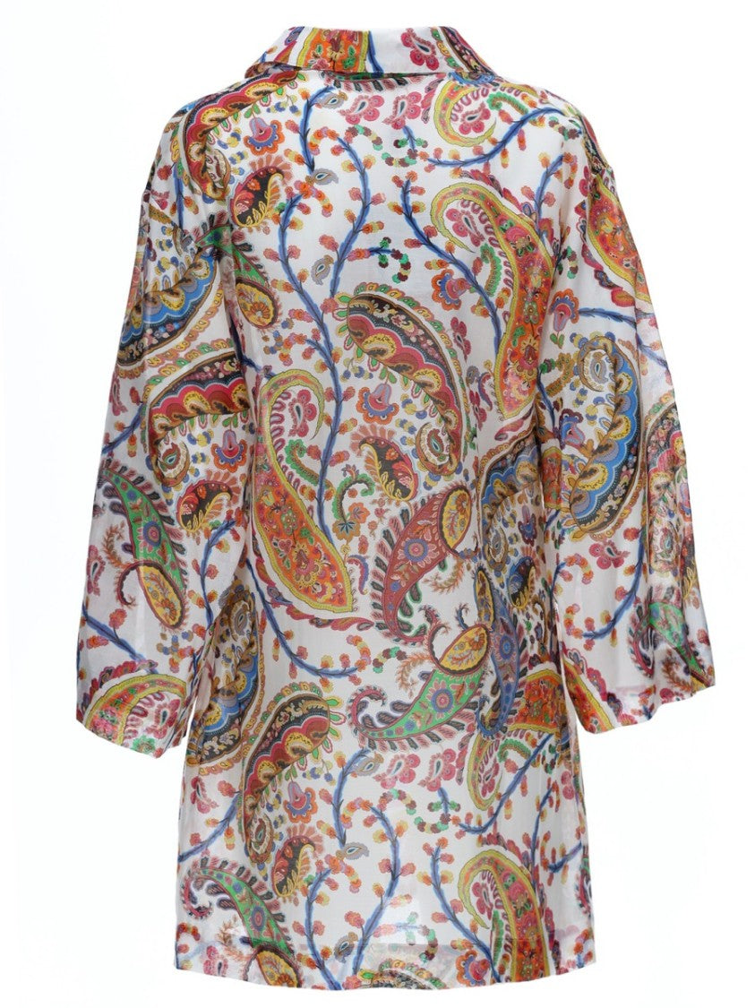 Etro Orange Paisley Silk-Blend Mini Dress