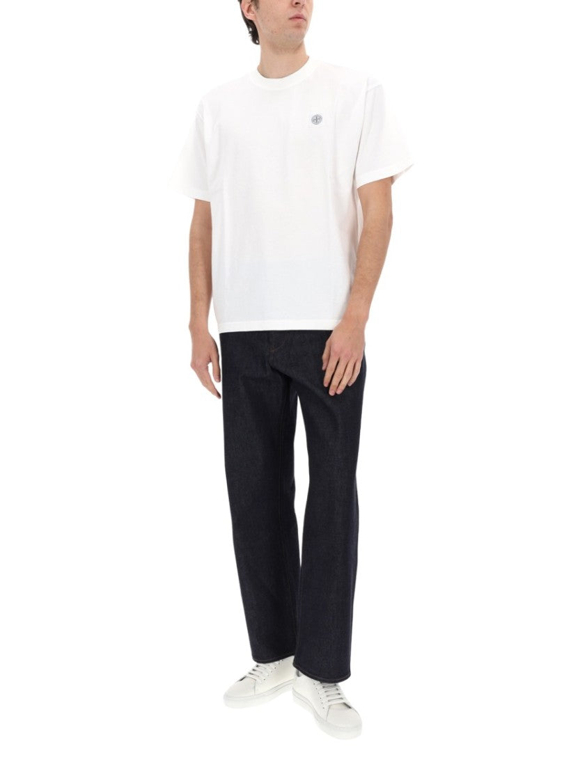 Stone Island Dark Denim Cotton Wide-Leg Jeans