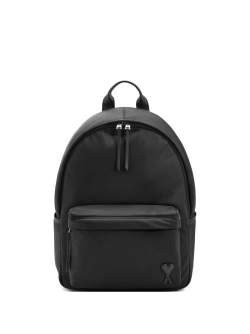 Ami Paris Smooth Silk And Nylon Rounded Backpack