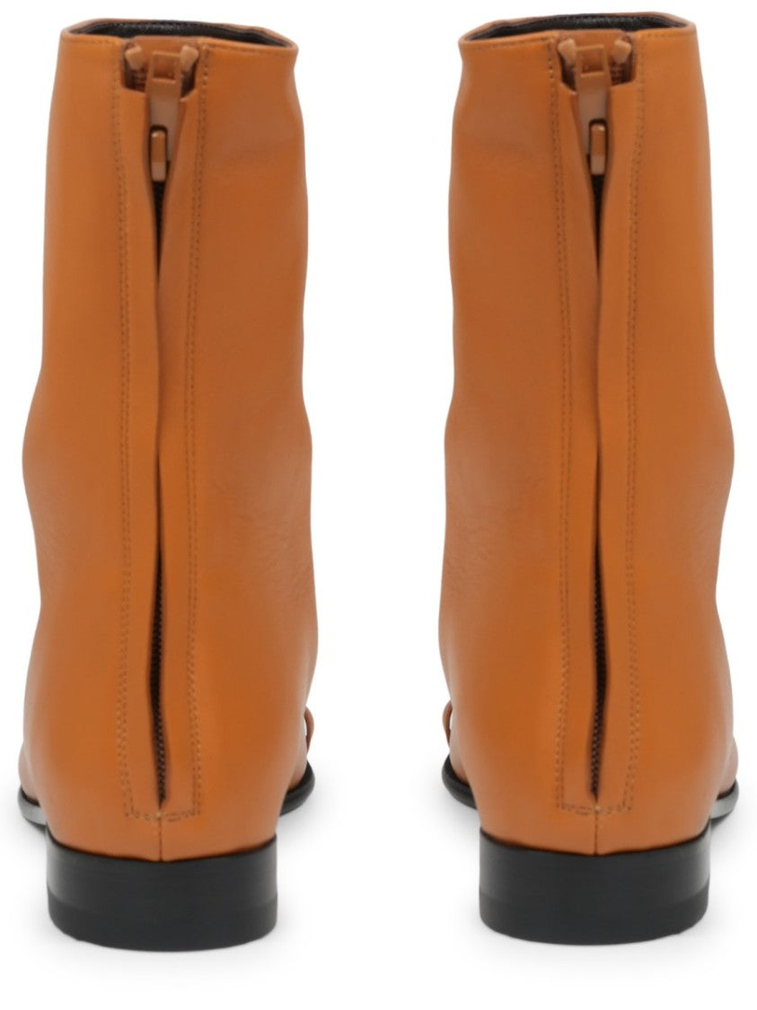 Celine Silver Detail Sleek Calf Leather Ankle Boots